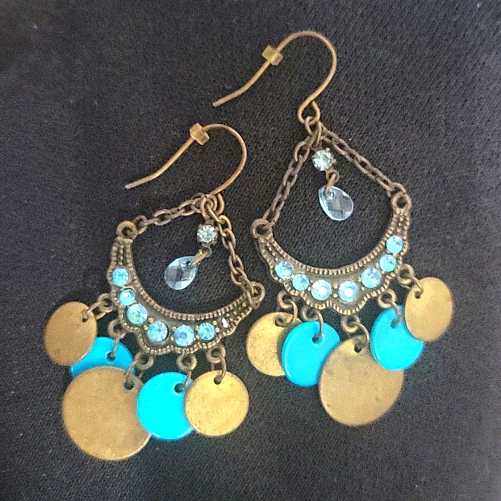 Teal and Bronze Earrings
